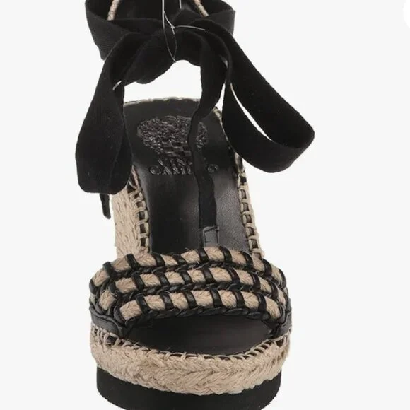 Vince Camuto Brisshel Sandal Blk/Natural Wedge Sandal NWT Size 6.5M - Picture 2 of 7